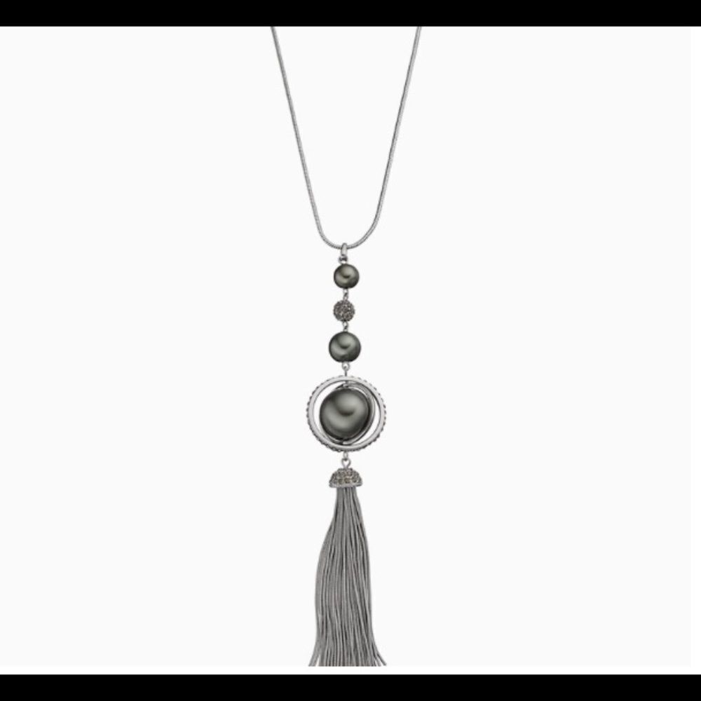 Long Silver Statement Necklace